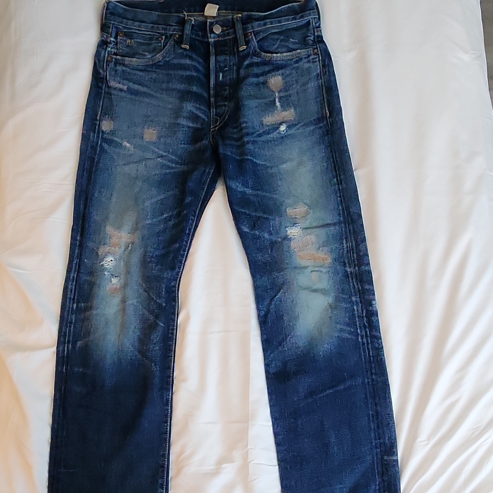 Men's Distressed Blue Jeans